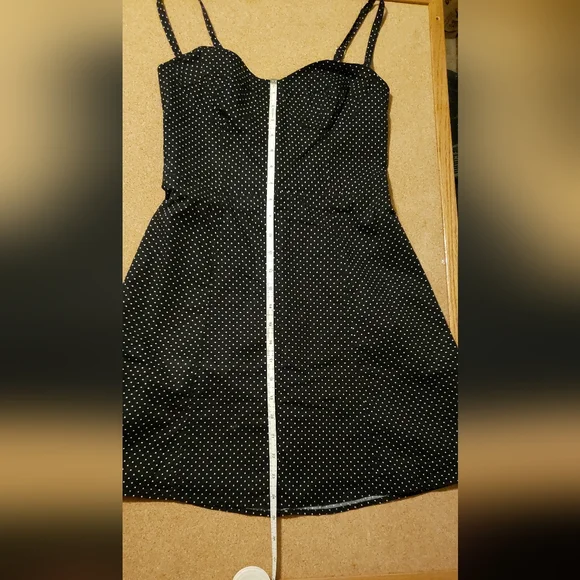 Selé black w/ white polka dot rockabilly pin up dress size Medium M - Picture 12 of 14